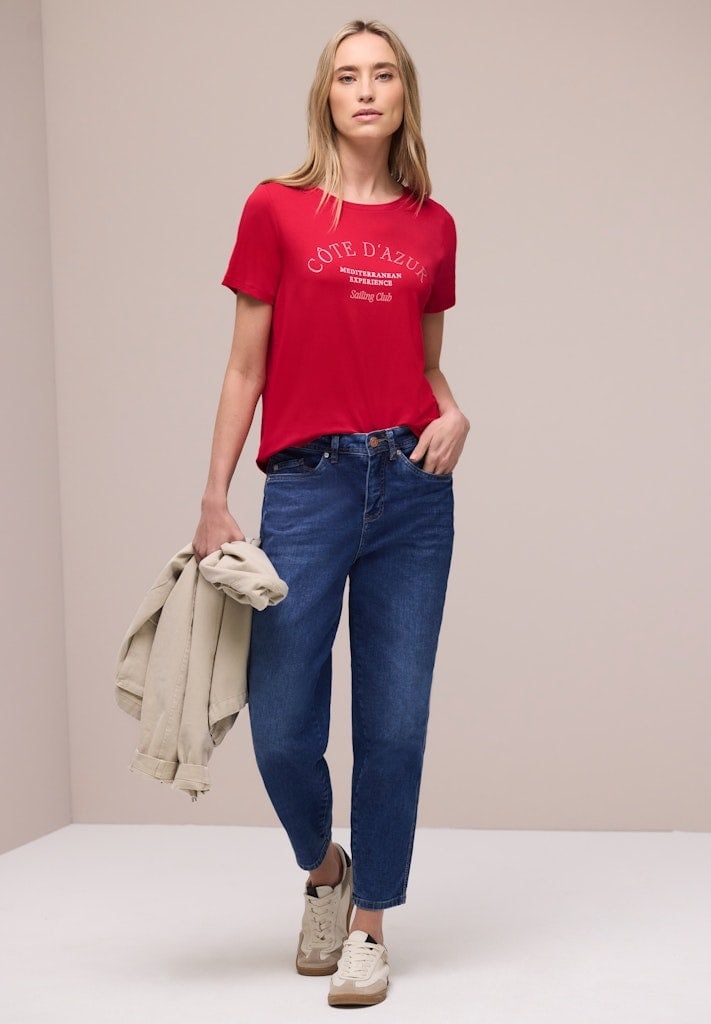 T-Shirt mit Rundhals und Wording