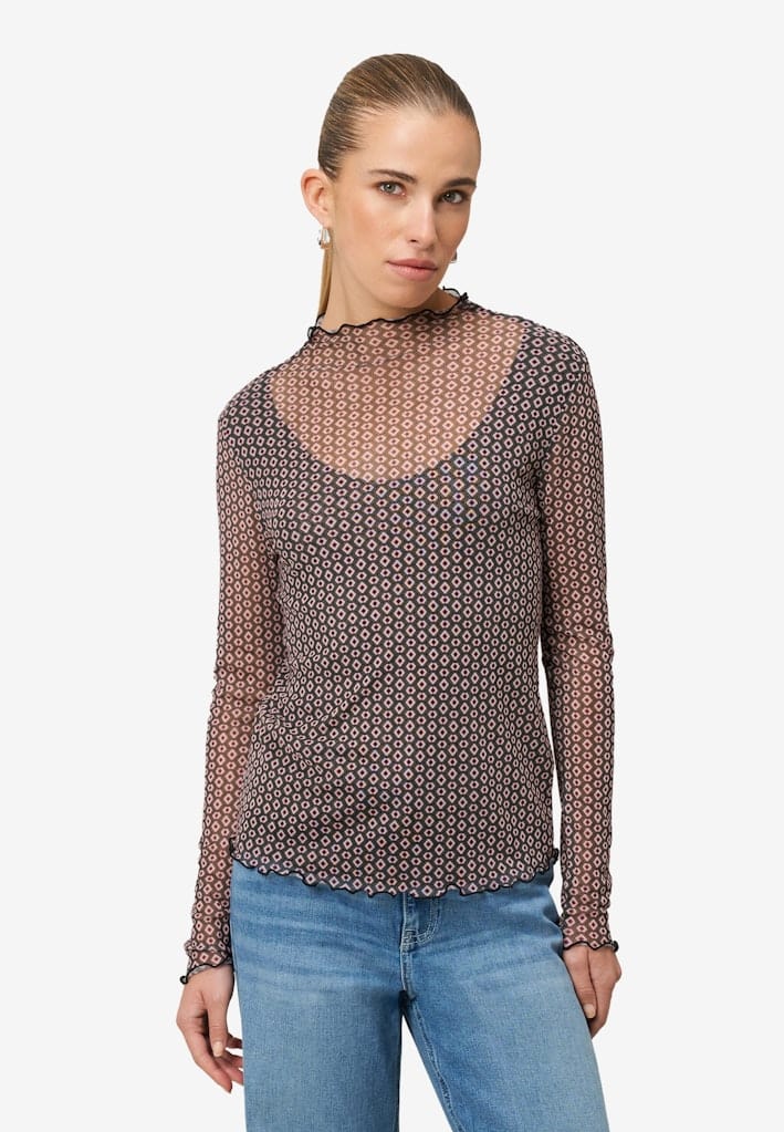 Mesh-Shirt mit grafischem Print