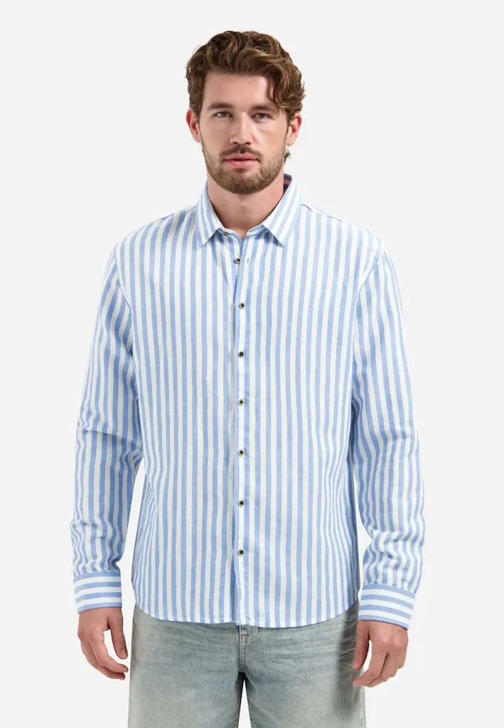Shirt Vertical Big Stripe With Linen