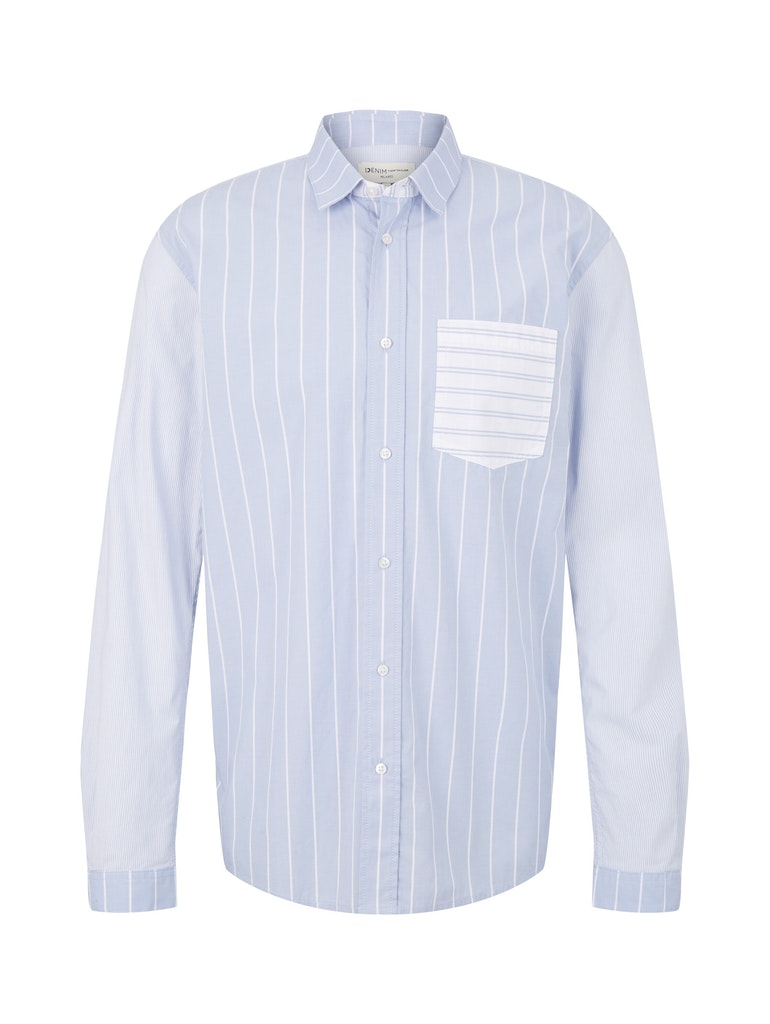 relaxed patchwork-stripe shirt