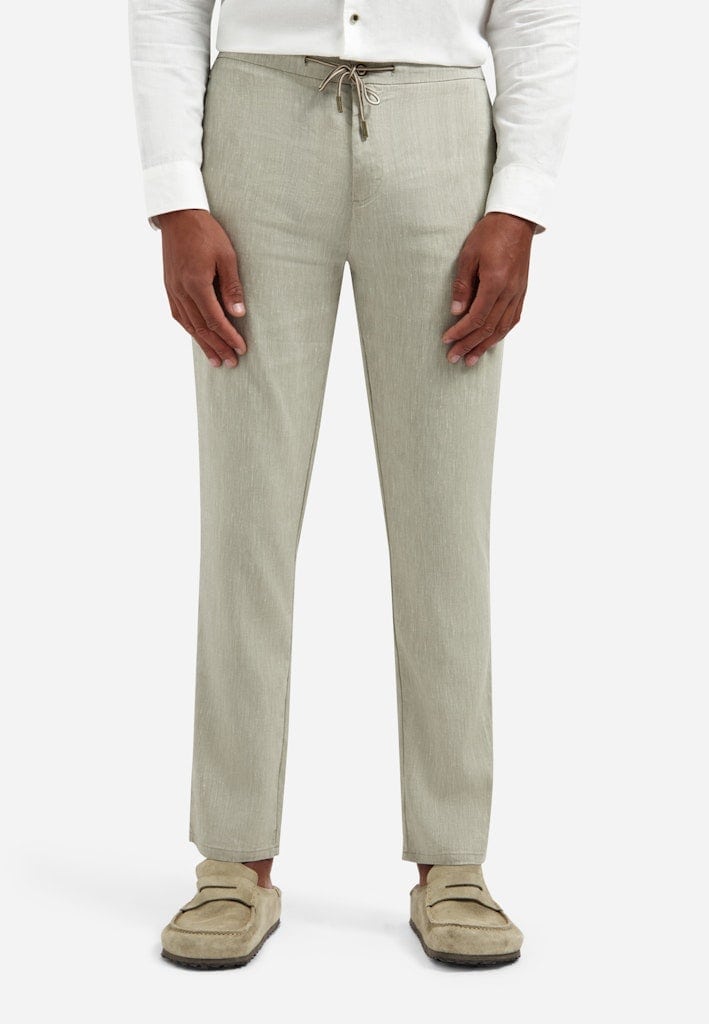 Pants With Linen Yarn Dyed