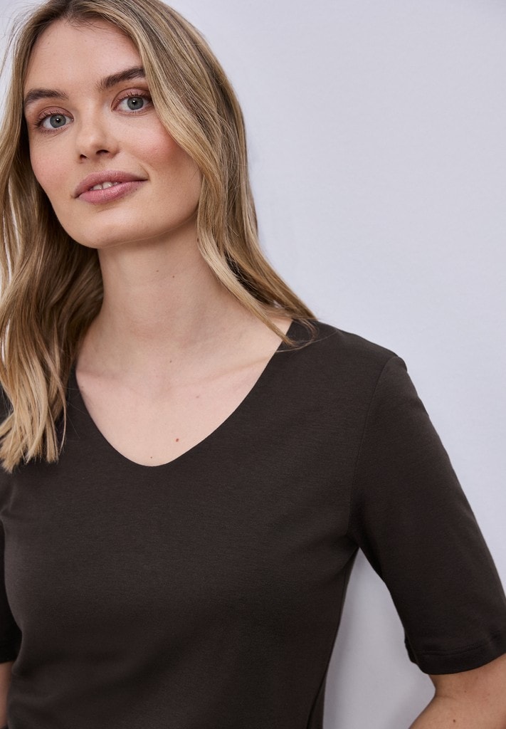 Basic T-Shirt mit blickdichter Front