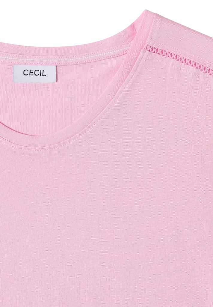 T-Shirt mit V-Neck und Spitzendetail