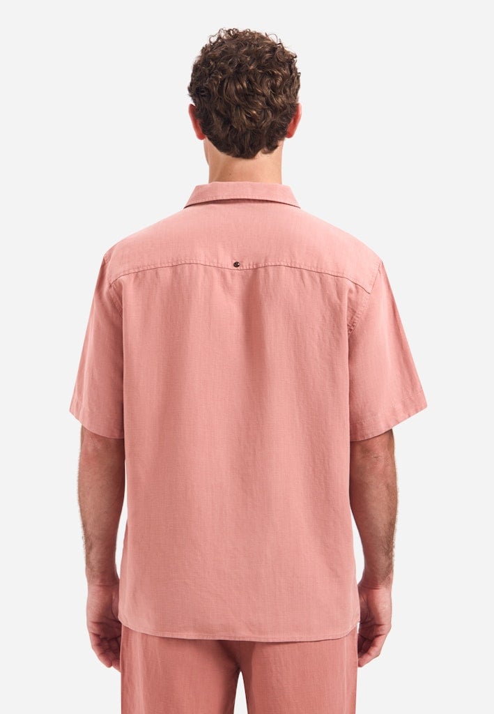 Shirt Short Sleeve With Linen, Garment Dyed