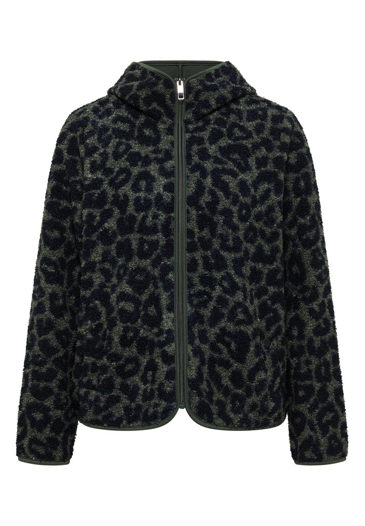 Teddy-Jacke mit Kapuze und Leo-Muster