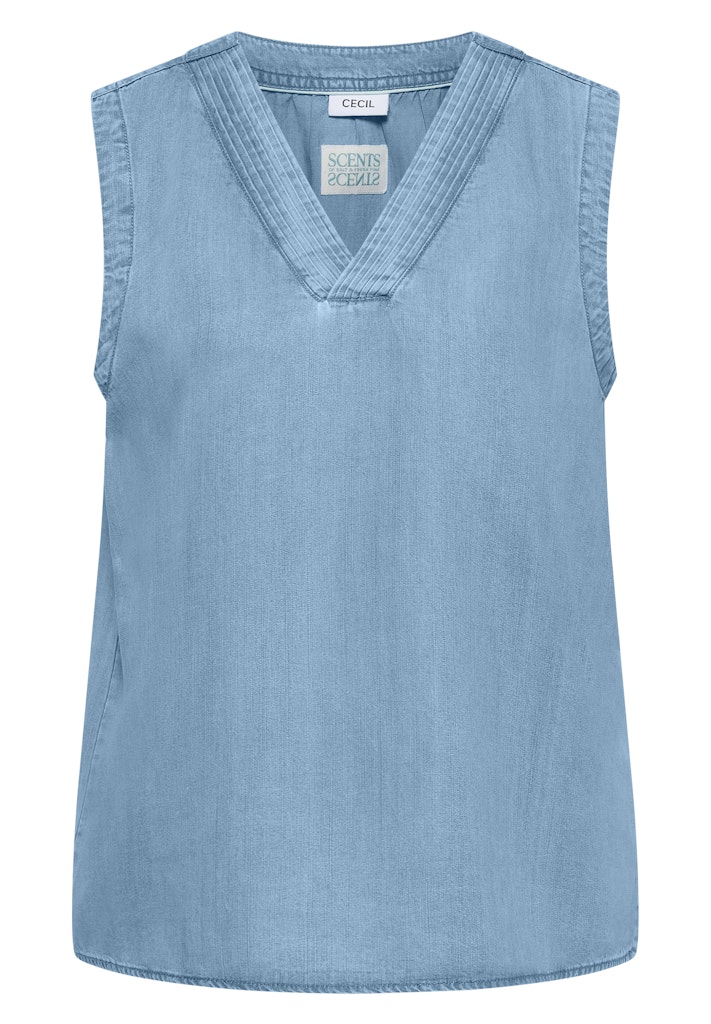 Blusentop im Denim-Look mit V-Neck