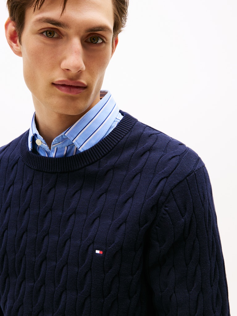 CLASSIC COTTON CABLE CREW NECK