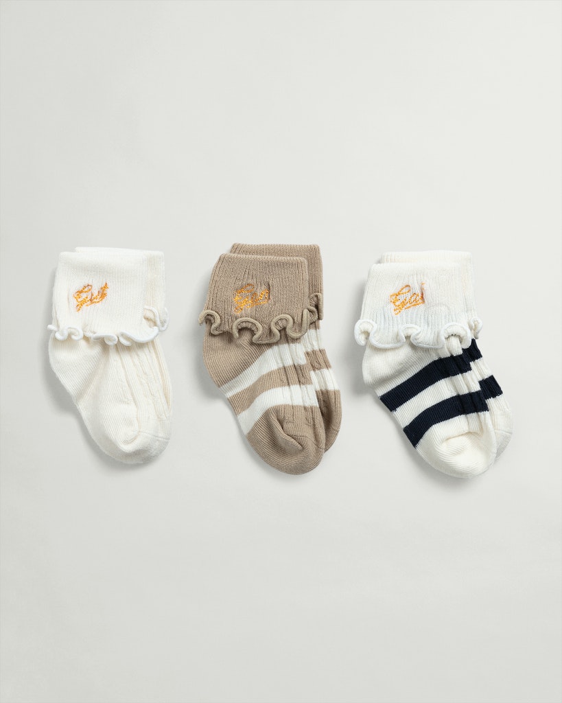 Baby Girl 3er-Pack Rope Zopfmuster Socken mit Logo