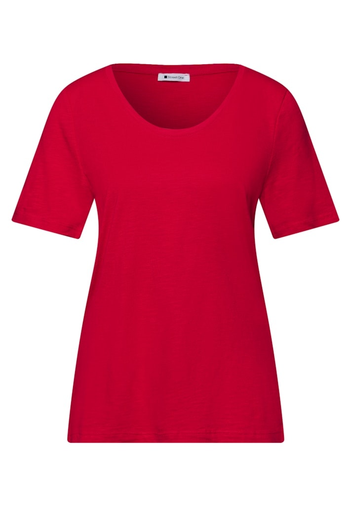Basic T-Shirt mit gerundetem V-Neck