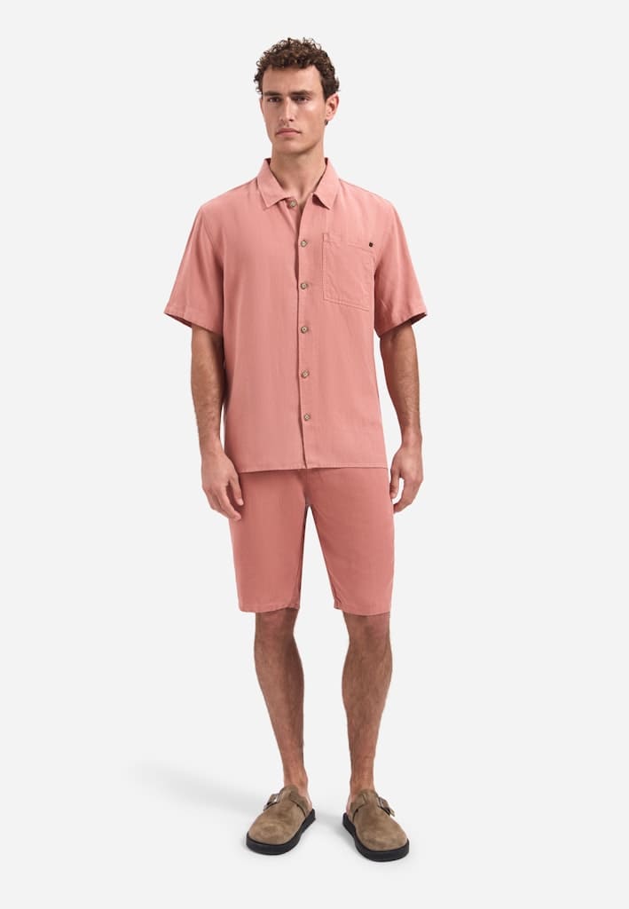 Shirt Short Sleeve With Linen, Garment Dyed