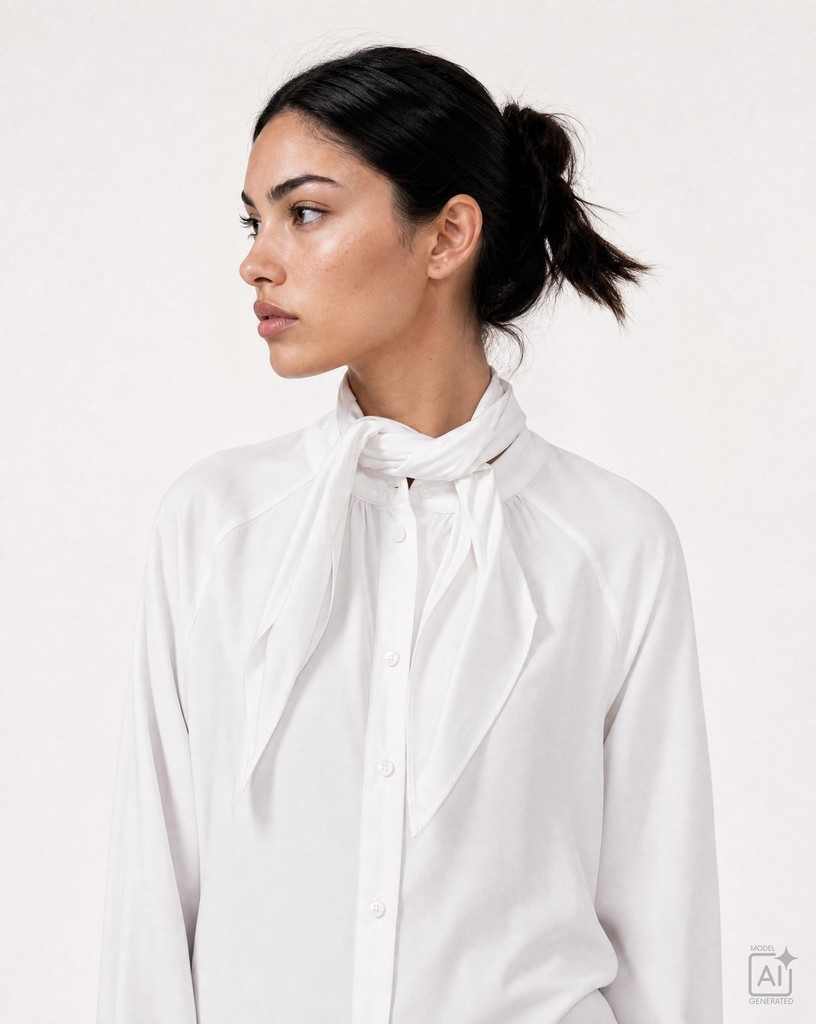 Raglan Blouse with Scarf Collar