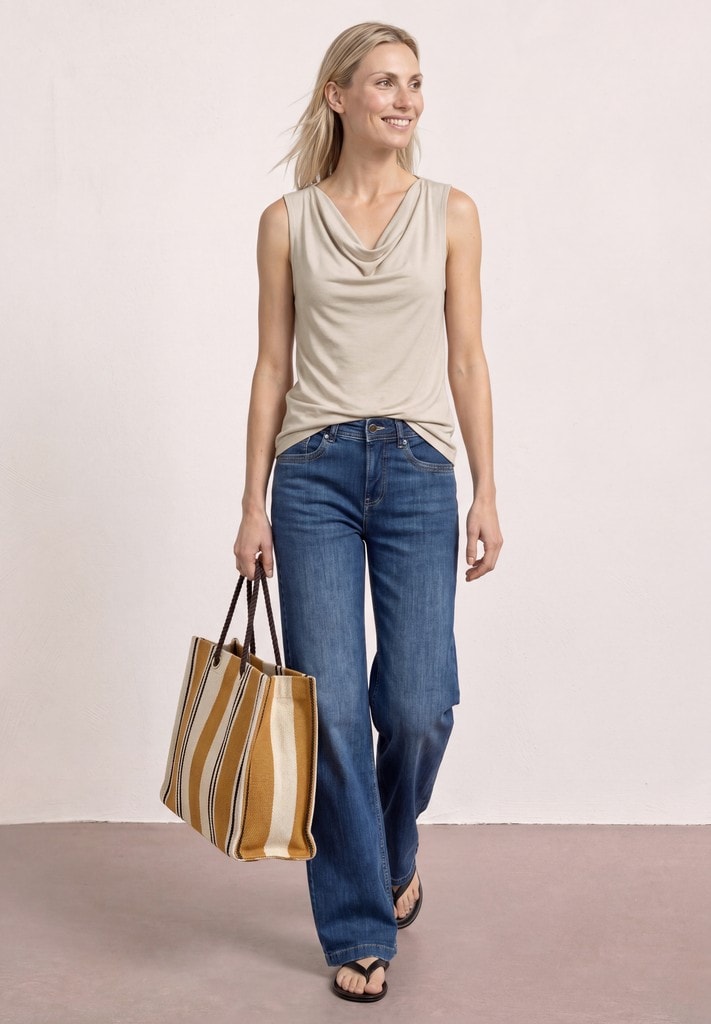 Silk-Look Top mit Wasserfall-Ausschnitt