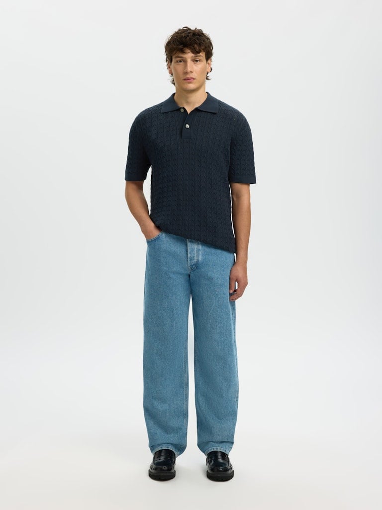 SLHMATTIS SS KNIT NEW CABLE POLO