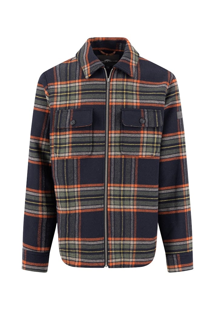 Wool check overshirt