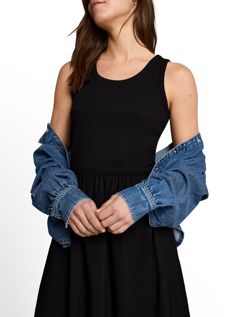 2-in-1 Midi-Kleid im Materialmix