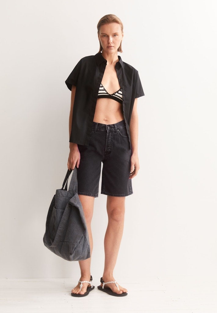 THAALINA MID WAIST DENIM SHORT