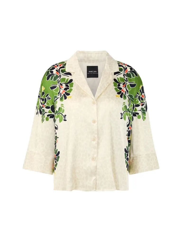 Bluse mit Leo-Hibiskus-Print