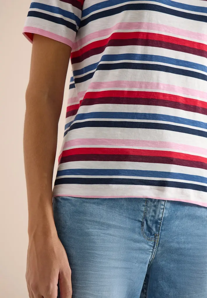 Kurzarm Shirt mit Multicolor Streifen