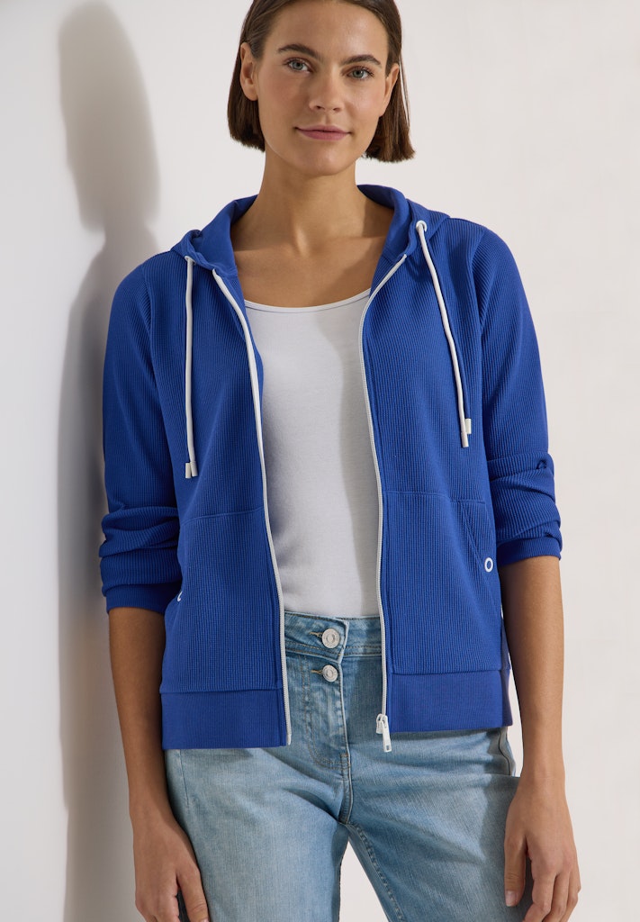 Langarm Jacke mit Kapuze und Struktur