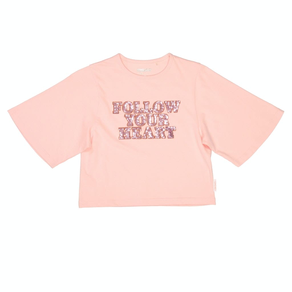 Cropped T-Shirt mit Pailetten