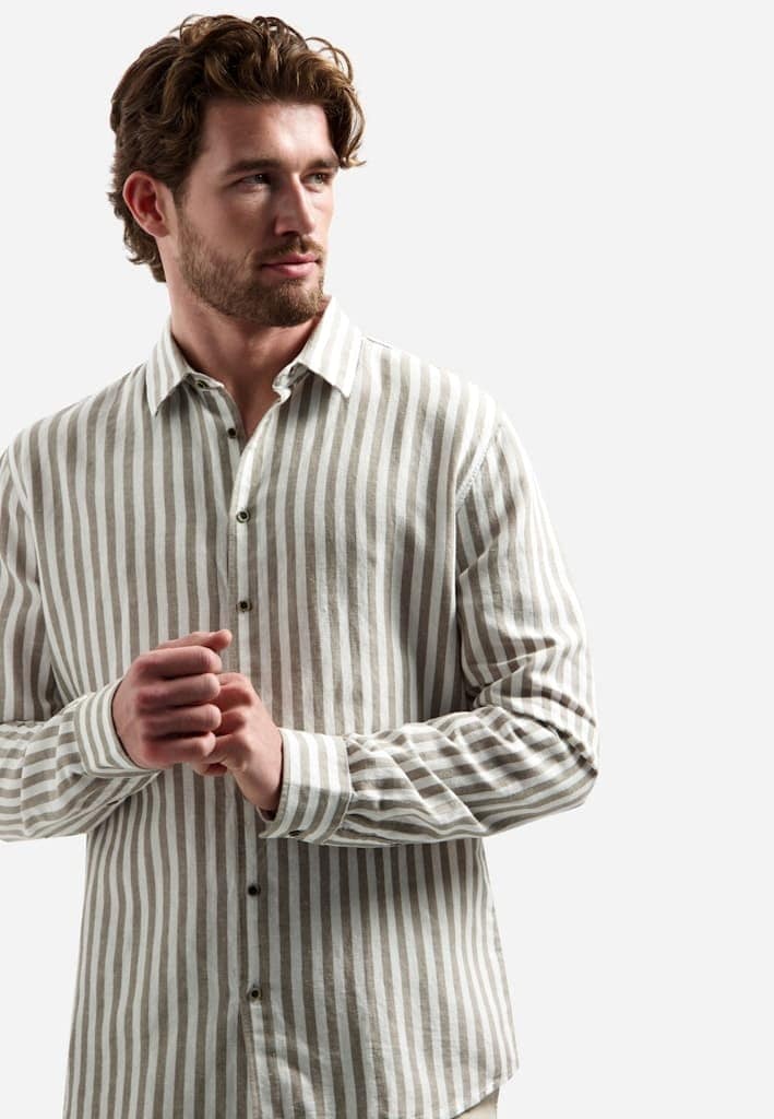 Shirt Vertical Big Stripe With Linen