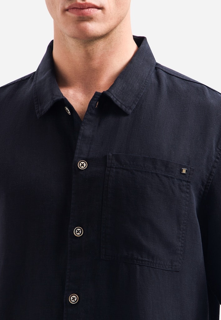 Shirt Short Sleeve With Linen, Garment Dyed