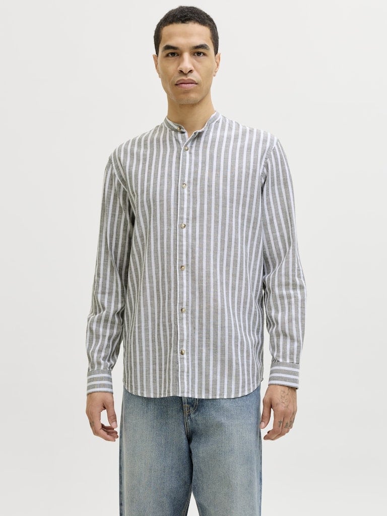 JJESUMMER LINEN BLEND BAND SHIRT L/S SN