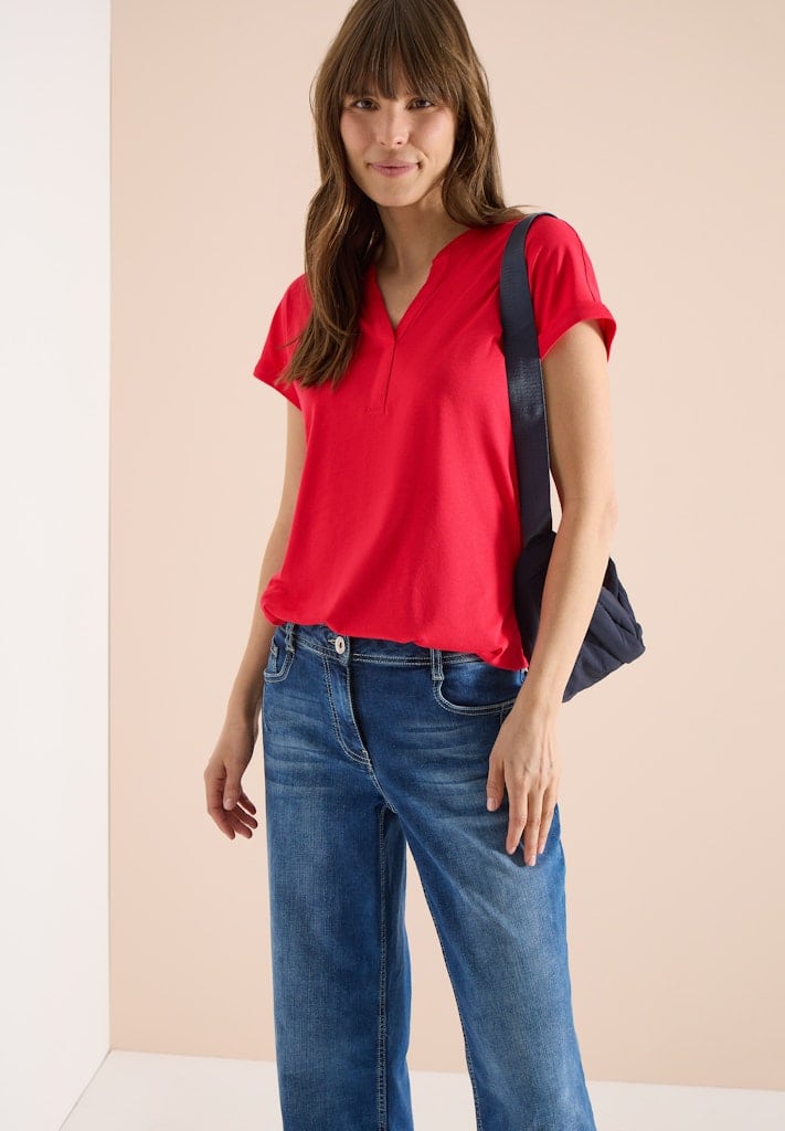 Shirt mit Split Neck im Tunika-Look