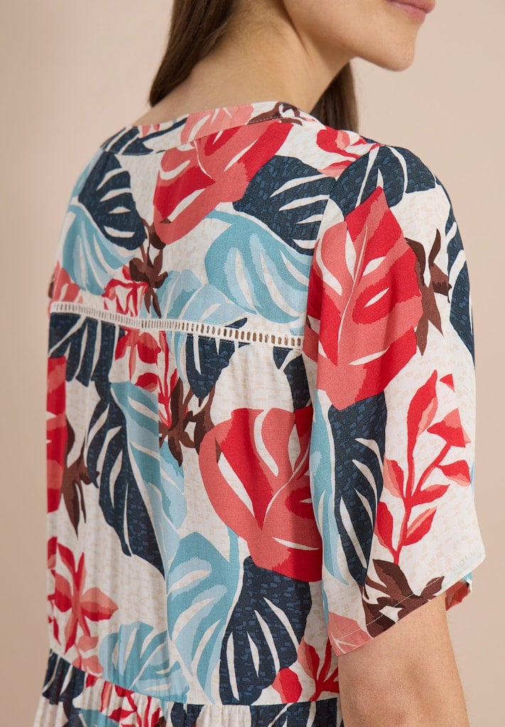 Midikleid mit Split Neck und Print