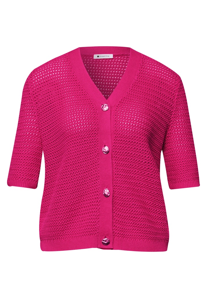 Kurzarm Cardigan mit V-Neck und Struktur