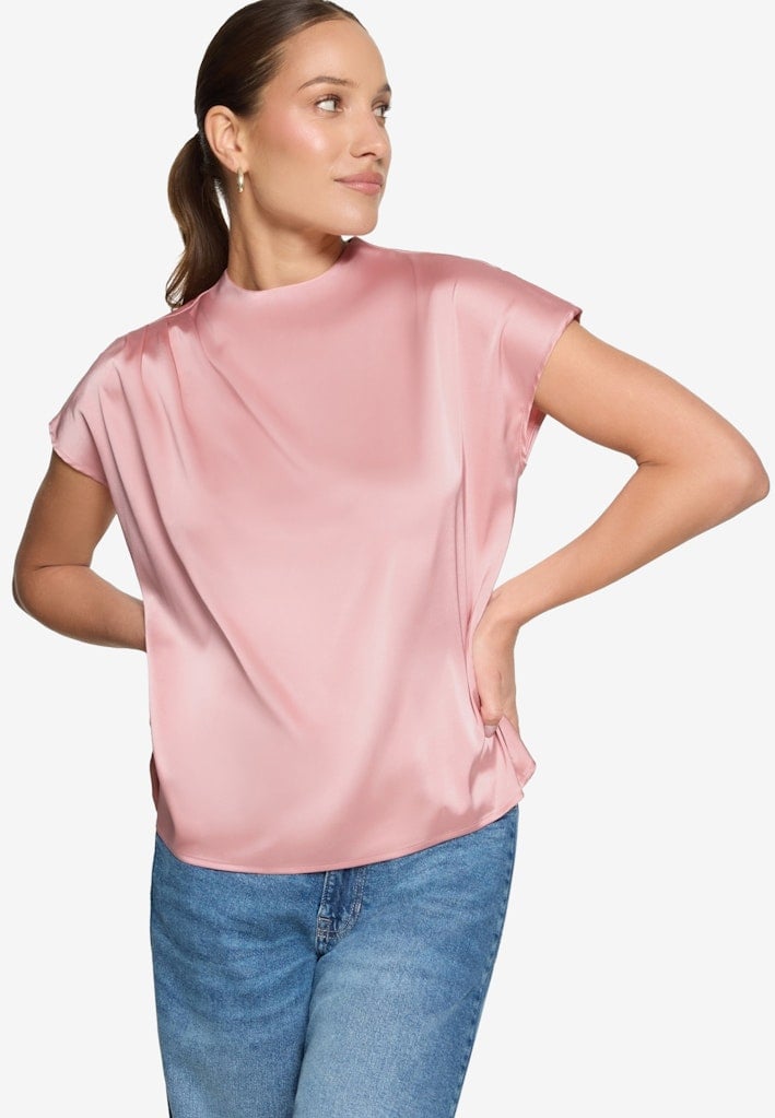 Satinbluse mit Stehkragen