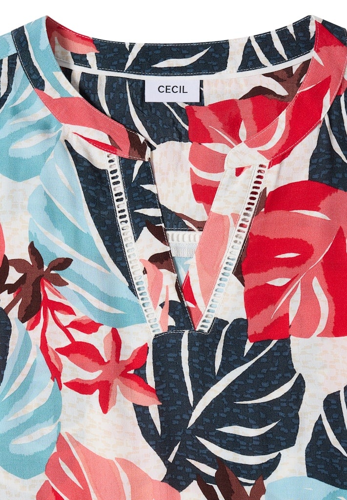 Midikleid mit Split Neck und Print
