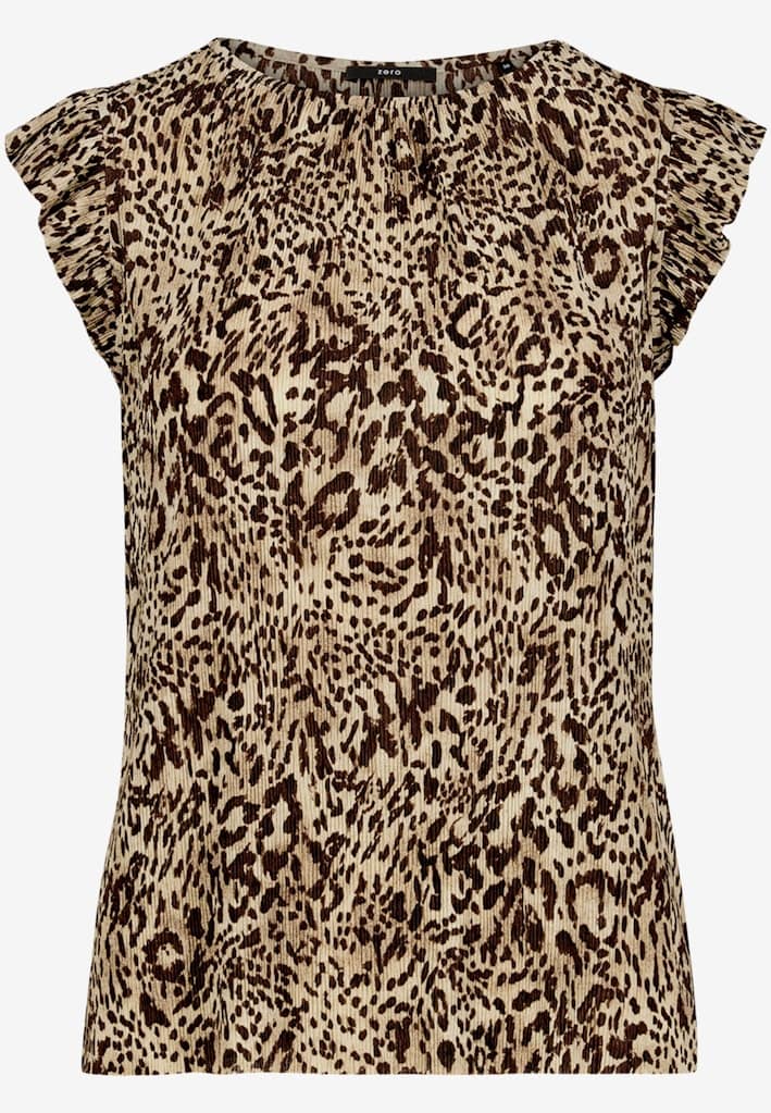T-Shirt gerafft mit Leoprint