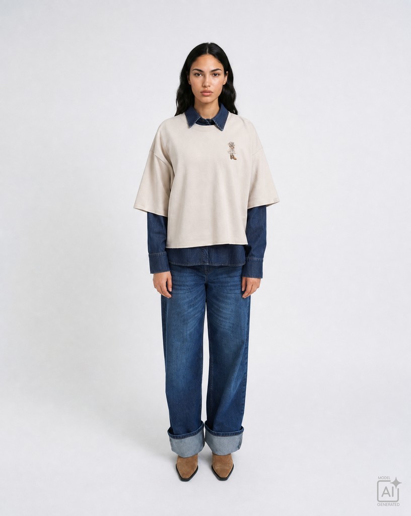 Boxy Cropped Sweatshirt Shortsleeves