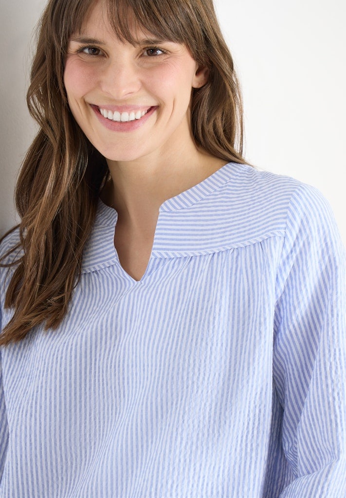 3/4-Arm Bluse in Seersucker Qualität