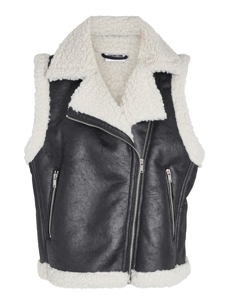 NMHAILEY S/L SHEARLING PU VEST