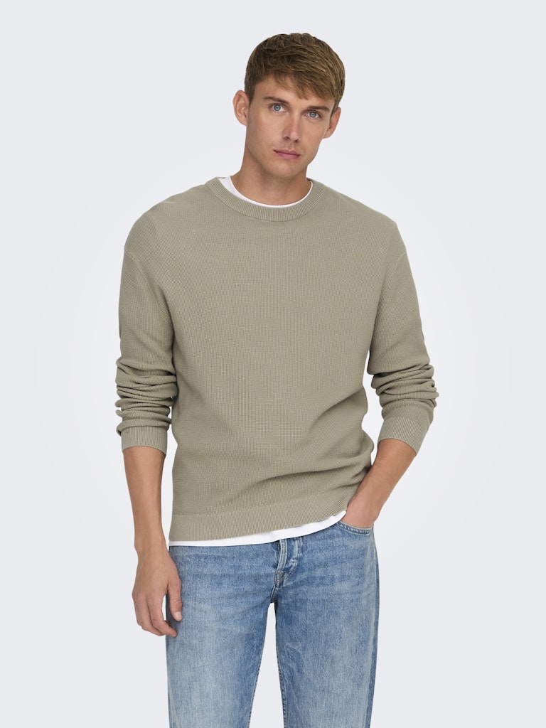 ONSTONY RLX 12 LS WAFFLE CREW KNIT NOOS