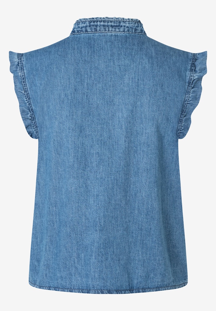 Jeansbluse mit Rüschenärmeln