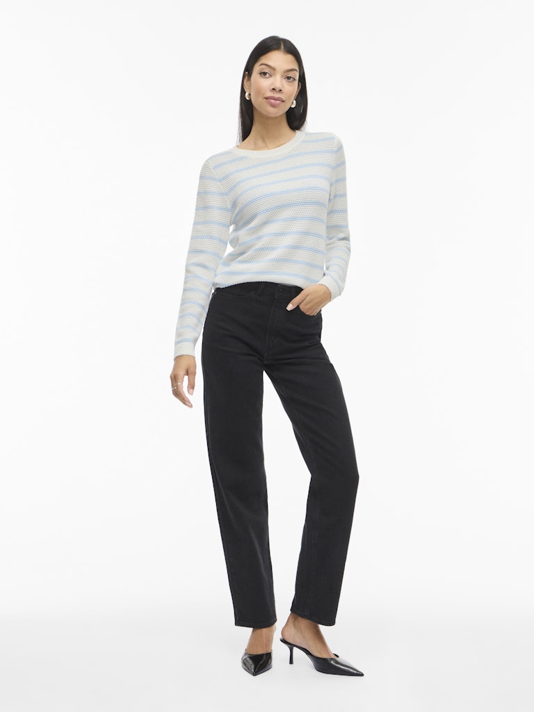 VIDALO O-NECK L/S STRIPE KNIT TOP- NOOS