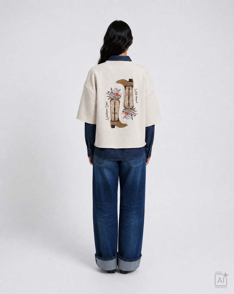 Boxy Cropped Sweatshirt Shortsleeves