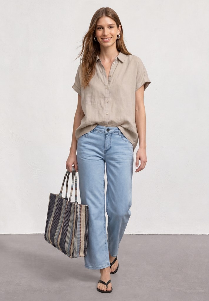 7/8 Mid Waist Wide Leg Jeans im Loose Fit