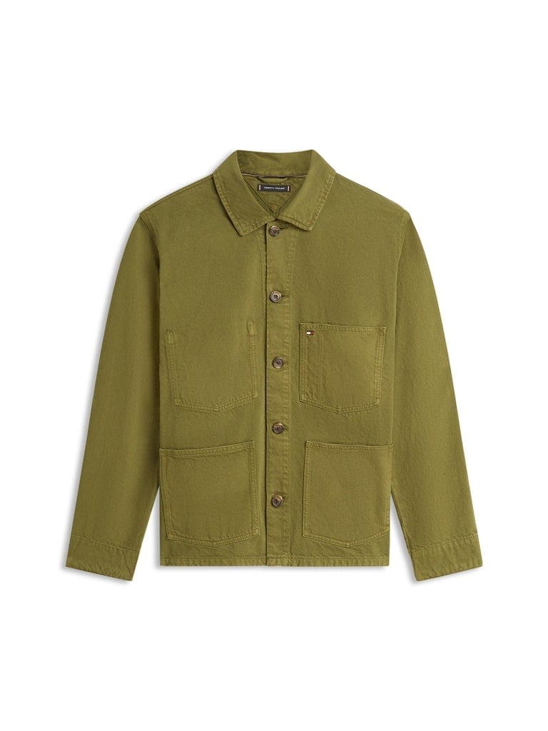Washed Flag Embroidery Denim Chore Jacket