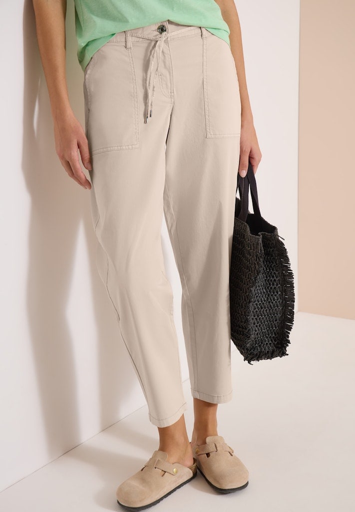 Mid Waist Barrel Leg Hose im Casual Fit