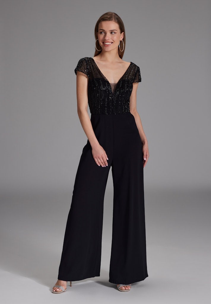Jumpsuit mit Stickerei und kleinem Ärmelansatz