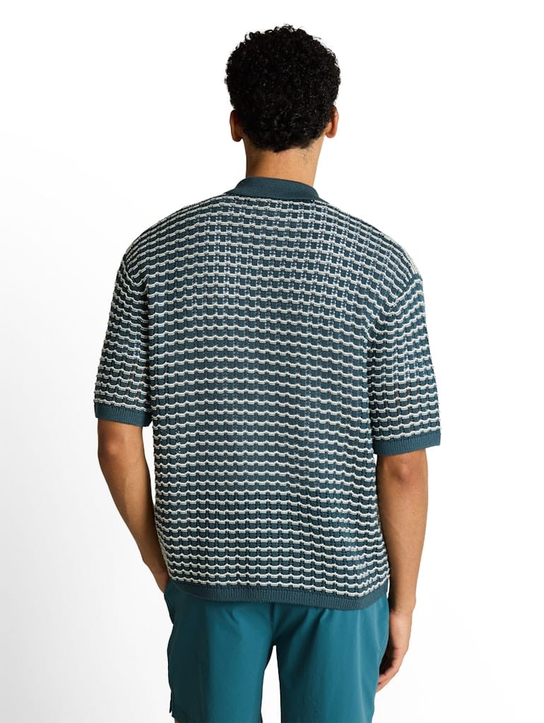 Strick-Poloshirt mit Lochmuster