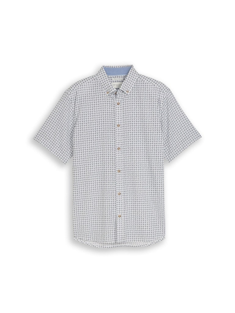 Regular Fit Kurzarmhemd mit Leinenanteil