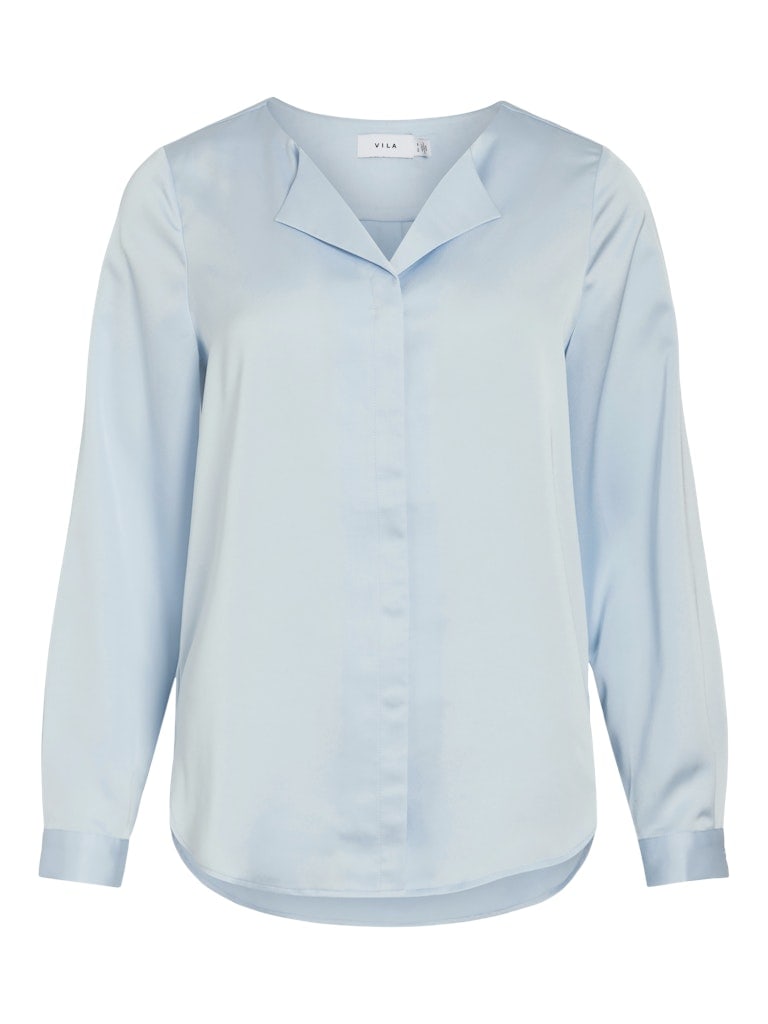 VIELLETTE V-NECK L/S SATIN SHIRT - NOOS