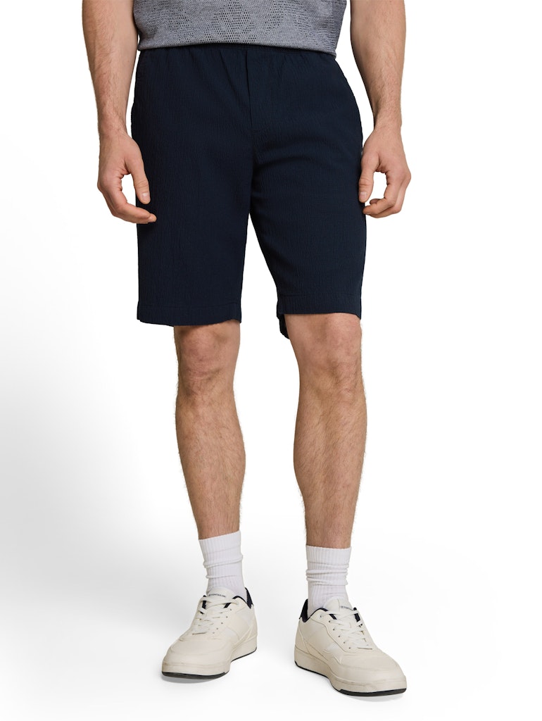 Seersucker Shorts mit elastischem Bund