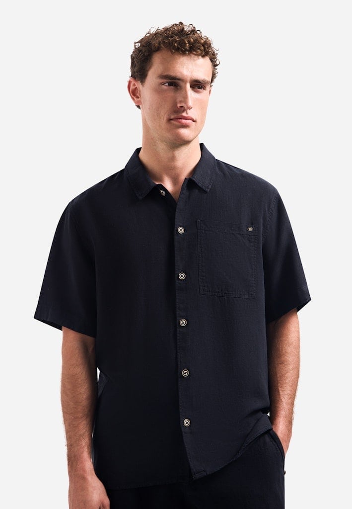 Shirt Short Sleeve With Linen, Garment Dyed