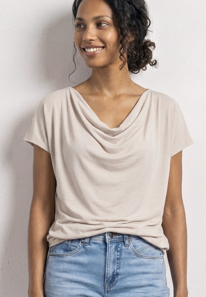 Silk-Look Shirt mit Waterfall-Front
